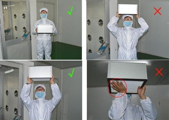 安装现场正确拿高效过滤器方法